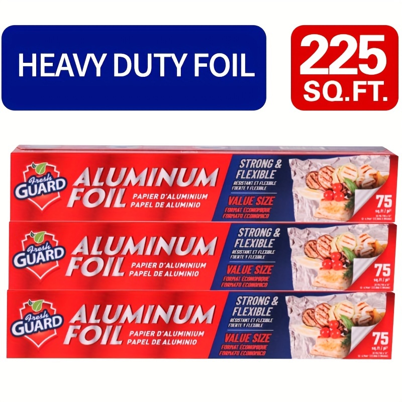 

Heavy Duty Aluminum Foil Roll, Pack Of 3, Total 225 , 12 Inch Width, For Restaurant Use, Disposable Food Wrapping For , , And Sandwiches