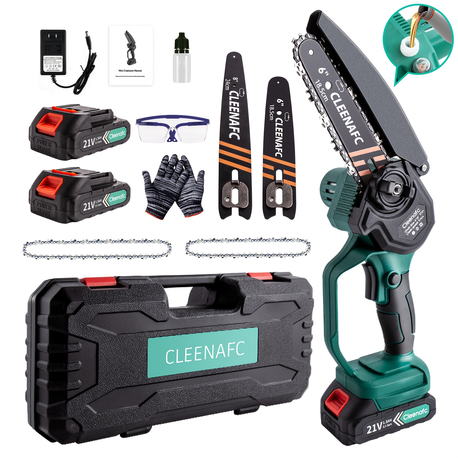 

Mini Chainsaw - 6"/8" Interchangeable Handheld, Female & Elderly-, With Safety Lock, Dual Chains & (6" & 8" Steel, 6" & 8" ), 2 Batteries, Auto-, Ideal Gift Option Men's Anniversary/ Birthday Gift