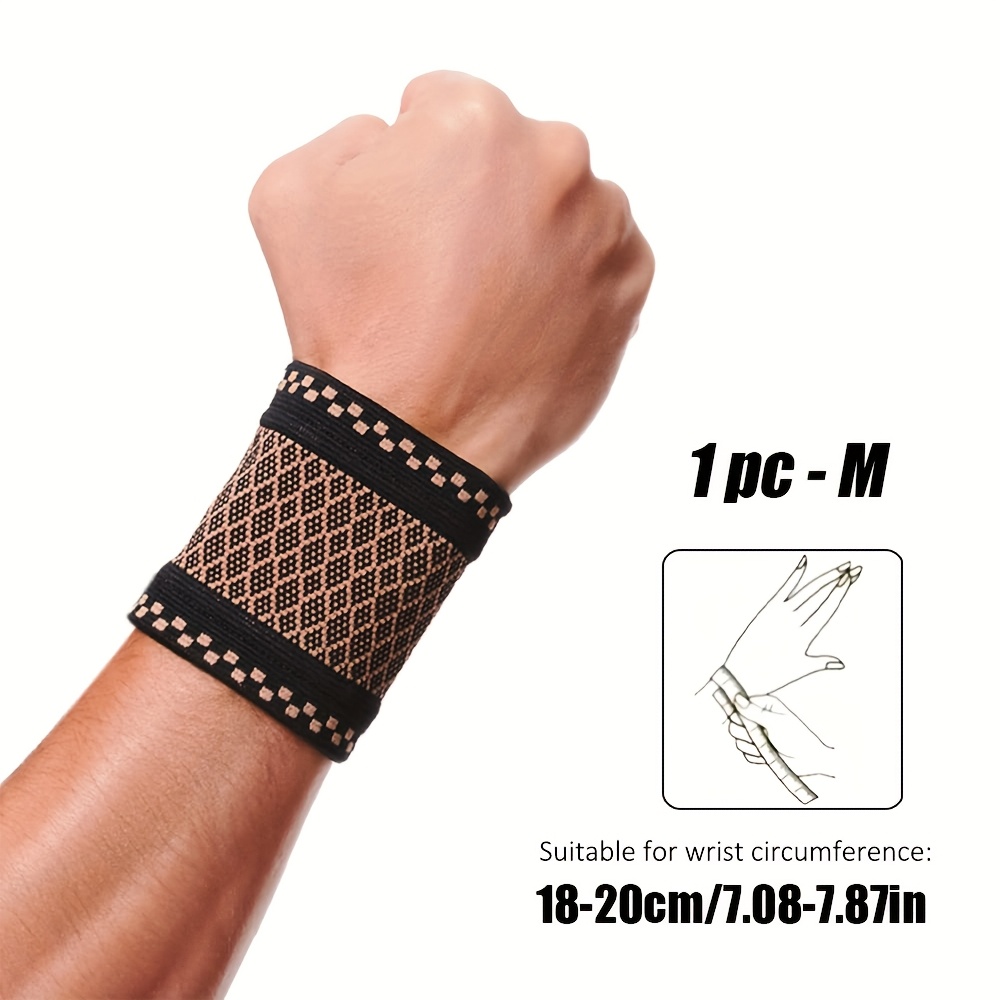 Image of 1pc Copper Wrist Compression Sleeve, Comfortable And Breathable Wrist Compression Support, Suitable For Men's And Women's Tennis, Sports, And Fitness