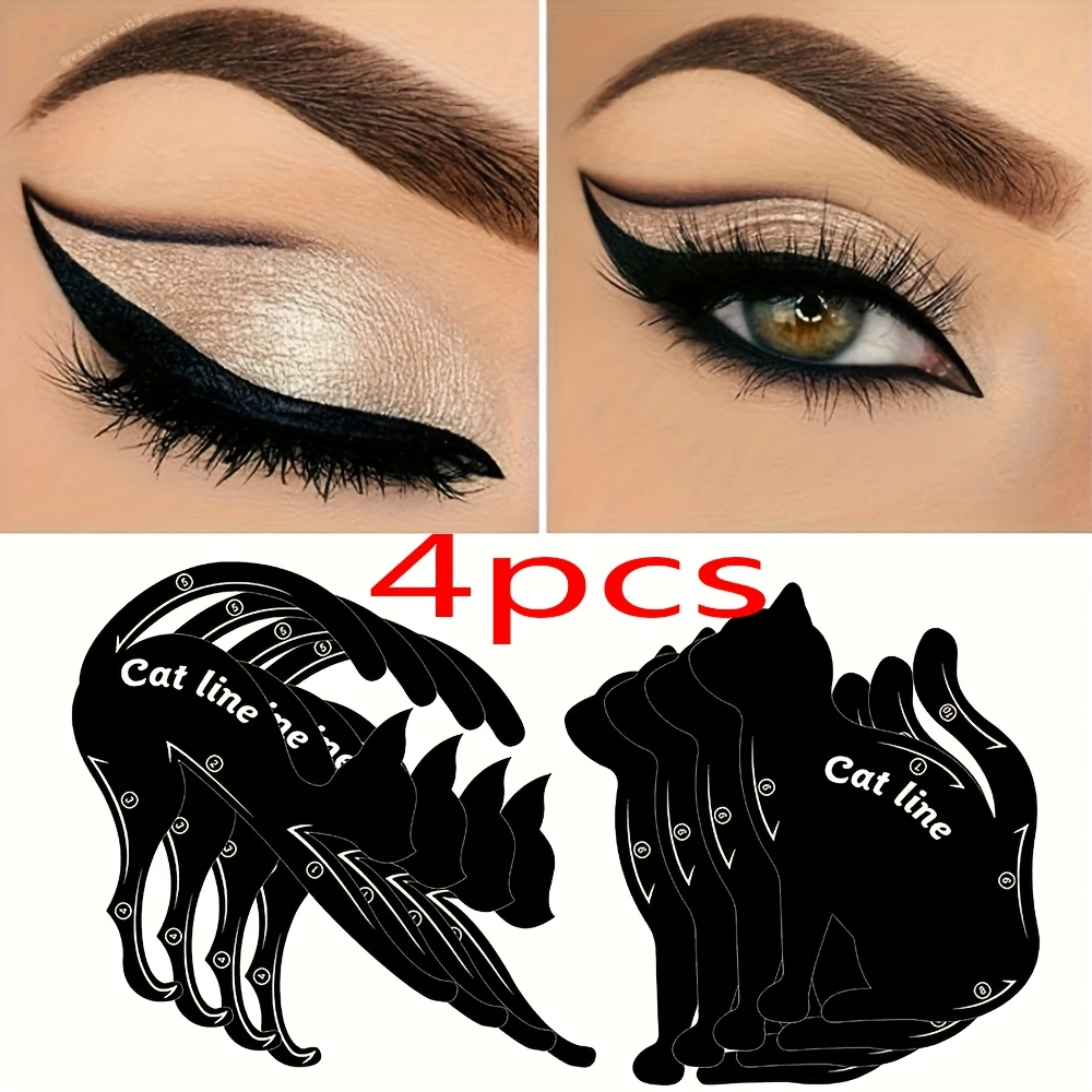Image of 4pcs Eyeliner Stencils, Smoky Eyeshadow Applicators Guide Template Tool, -up Stencils Eyeliner Molds A Makeup Tool With A Of Shapes Eyeliner
