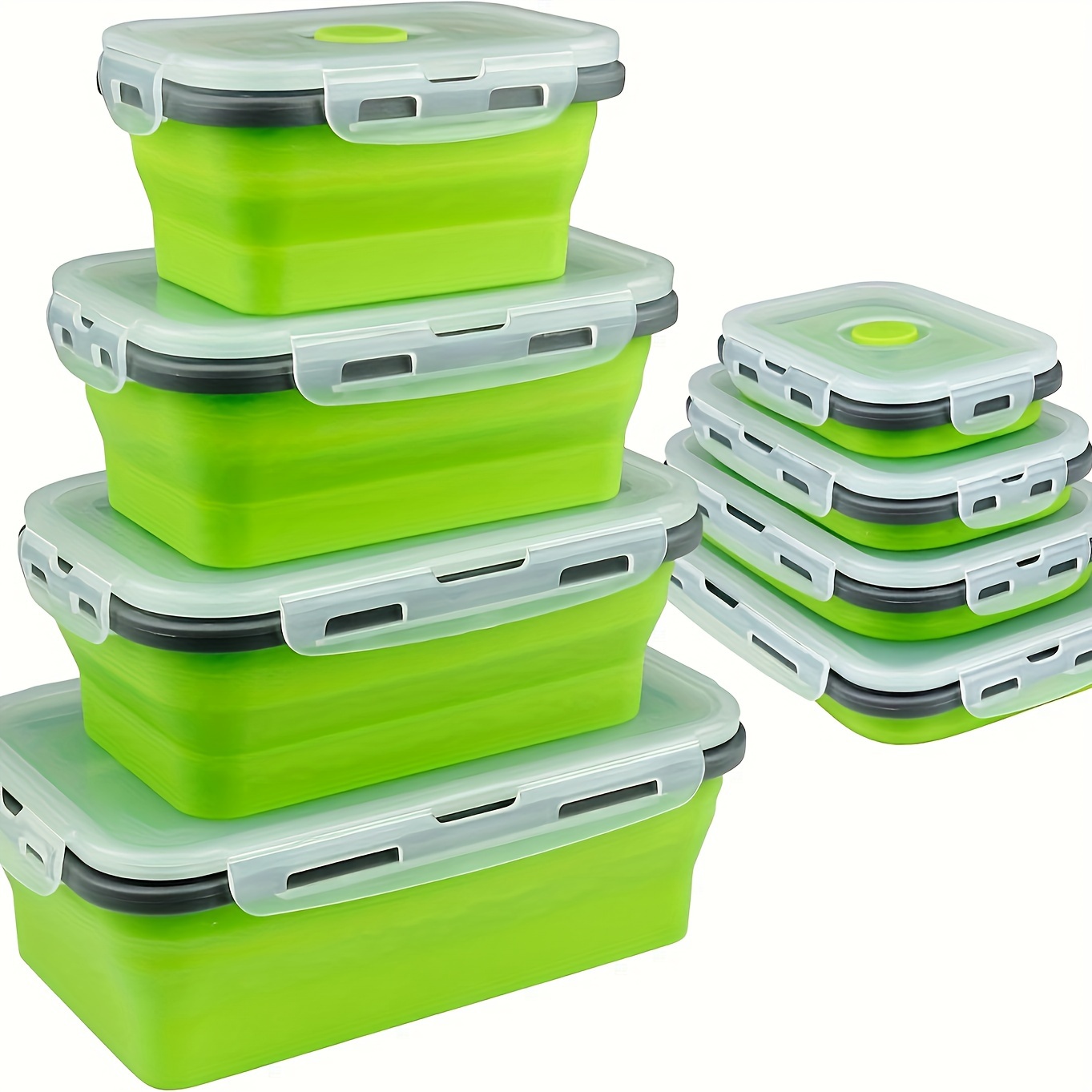 Image of 4pcs Collapsible Food Storage Set - Airtight And Vent Lid, Rv And Meal Prep Ready, Microwave To Freezer Safe