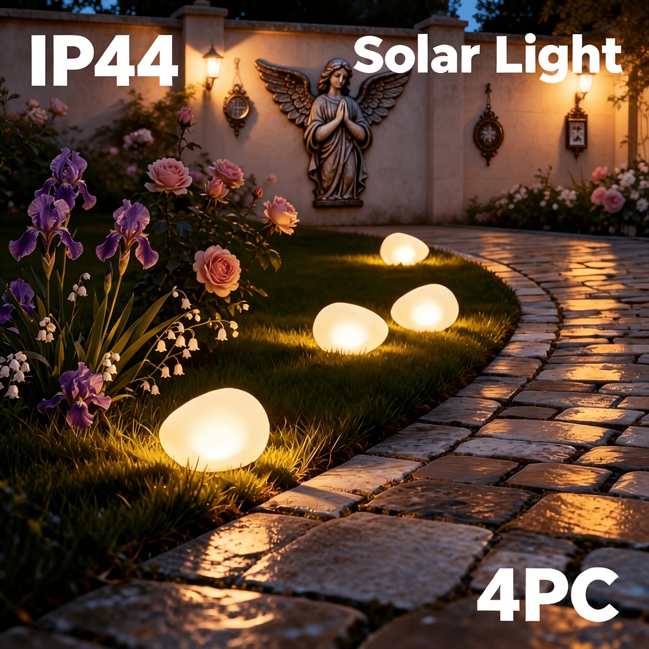 4-pack Solar Mini Pebble Lights, Egg-shaped Pathway Lighting, Auto , Outdoor Landscape Lights For Garden, Walkway, Yard, Pool, Patio | Outdoor Garden Lighting