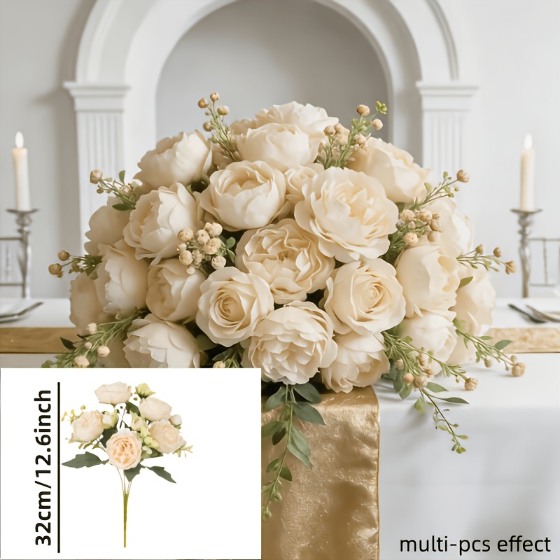 TEMU 18 Fiori = 2 Mazzi, di Peonie Artificiali Color in Stile Instagram, Realistico con e Tridimensionali, Resistente , Agli Sbiadimenti, Senza