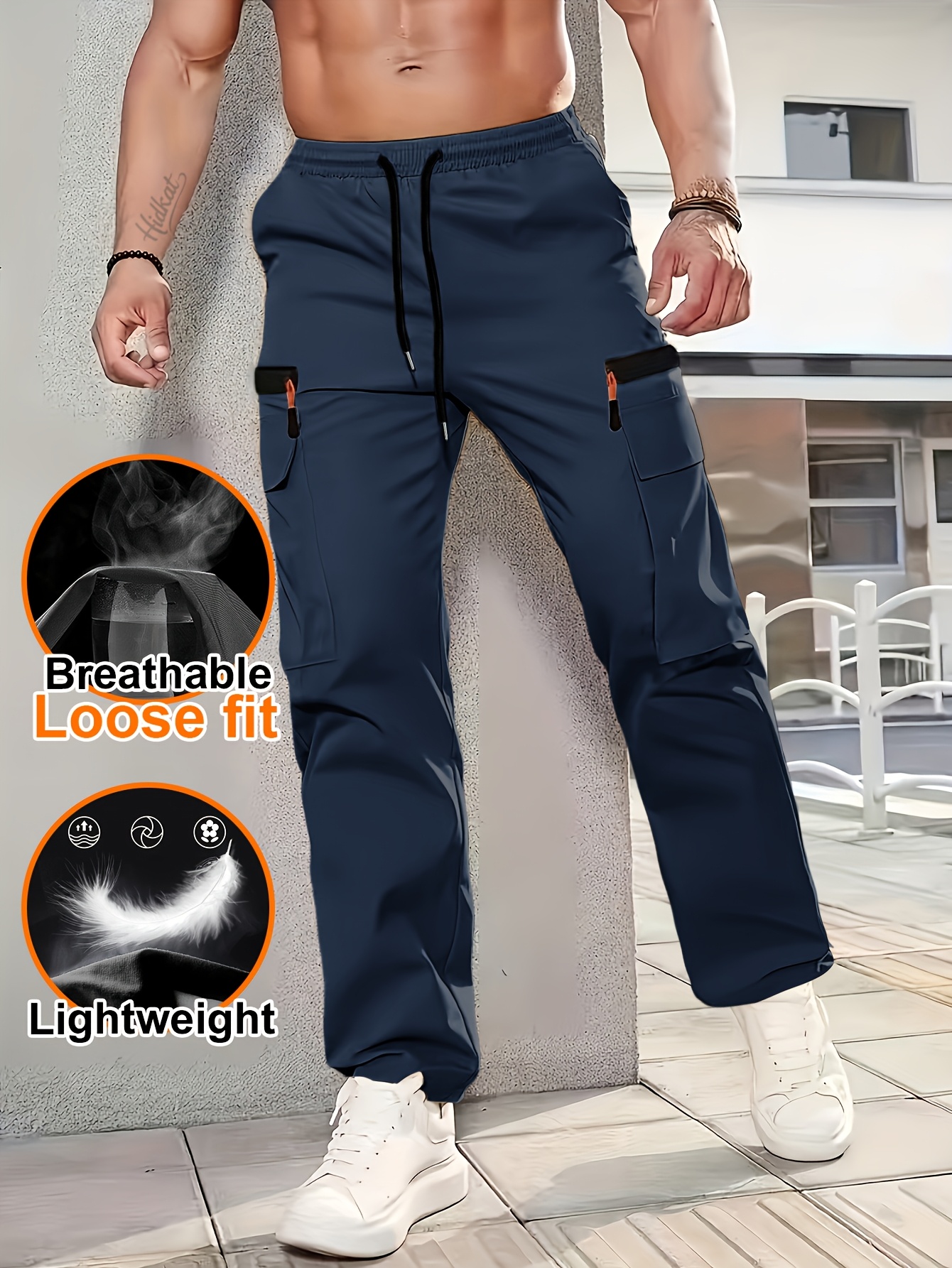Men's Outdoor Loose Cargo Pants with Multiple Pockets