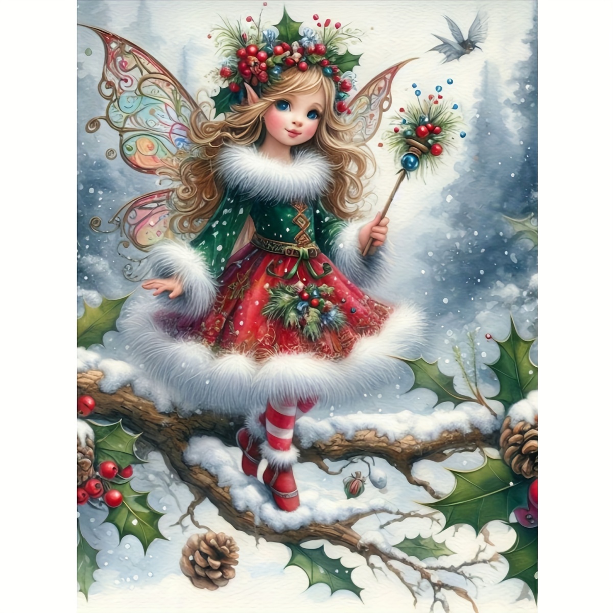 

Festive Fairy 5d Diamond Painting Kit, Round Acrylic Diamonds, Diy Craft Set, Beginner Friendly, Wall Home Decor, Seasonal Gift, Frameless 1pc 30x40cm