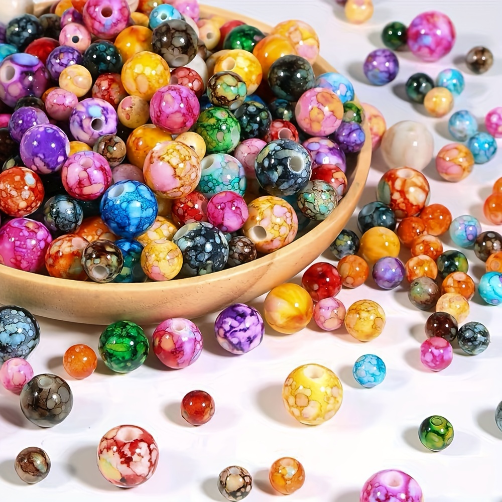 colorful random mix style round beads bohemian loose spacer beads for making bracelet necklace earring   diy ornaments diy materials 8 10 12 14 16mm 0