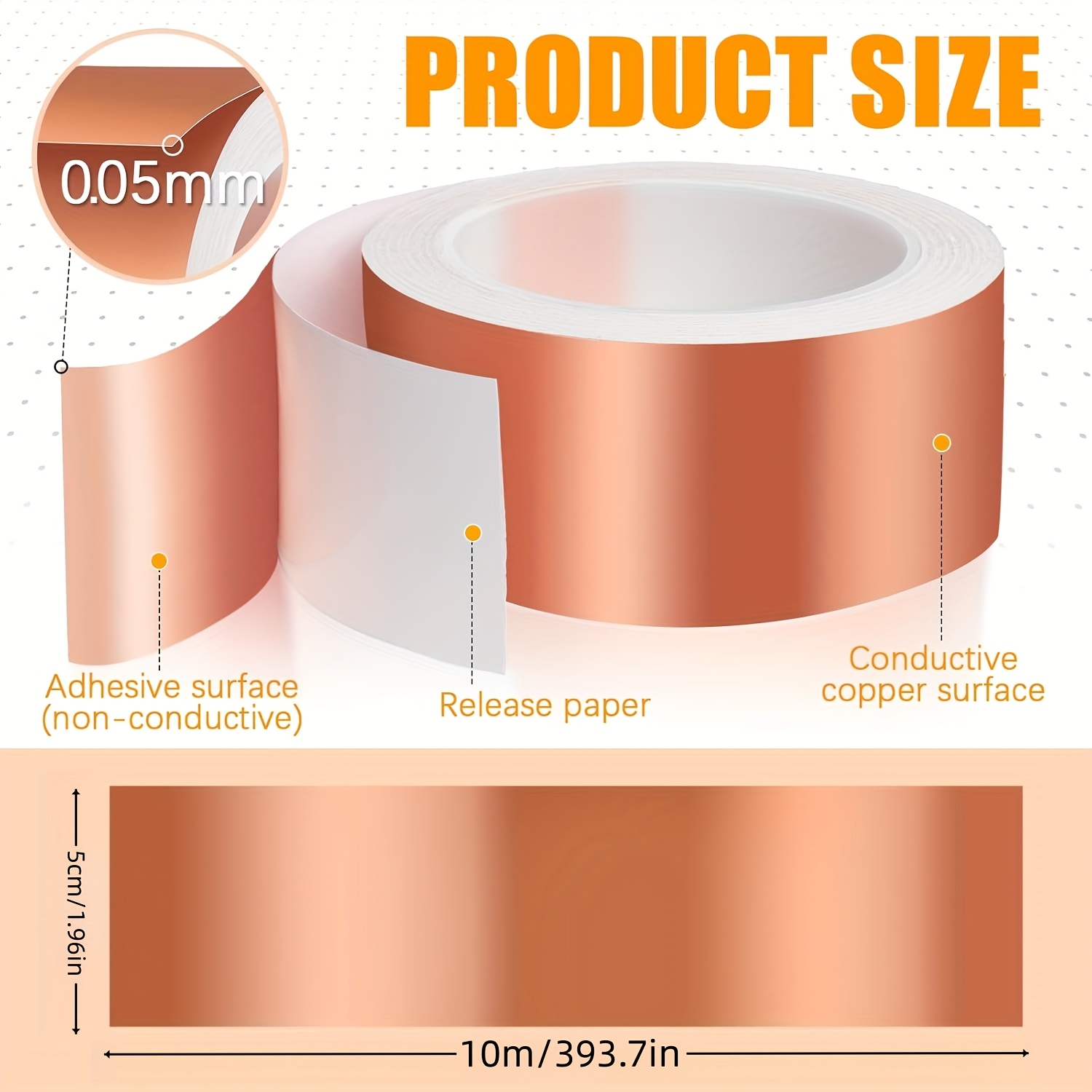 0.78/1.96 Inch Wide 393.7 Inch Long Snail Barrier Tape, Snail Protection For Raised Beds Plants, Tape, Emi Foil Tape, Anti-snail, Snail, Thick Foil Tape
