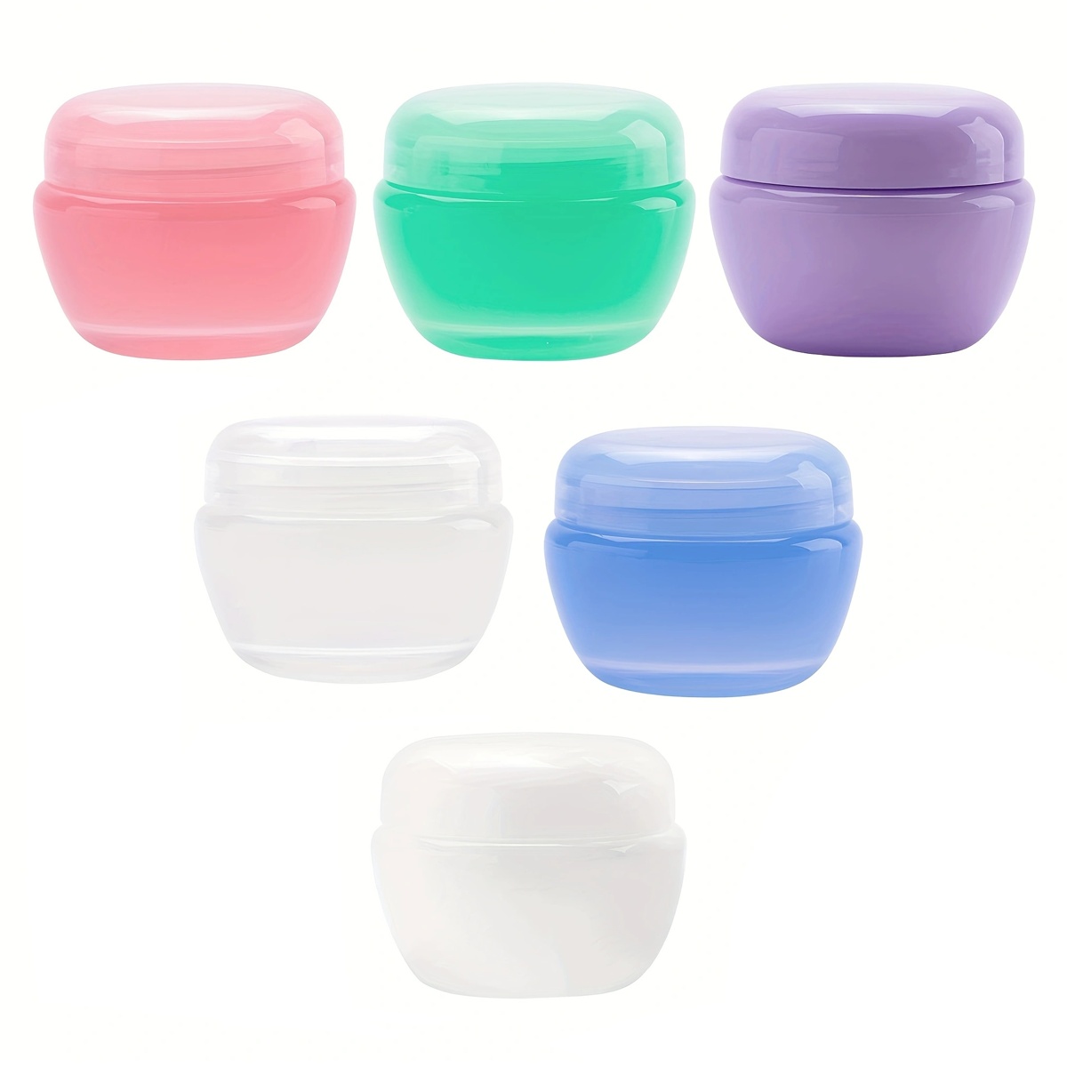 Image of Set Of 6 Travel-sized Bottles For Personal Care Items - Compact Containers With Lids, Ideal For Creams And Lotions For Face, Body, And Hands (20ml Each)