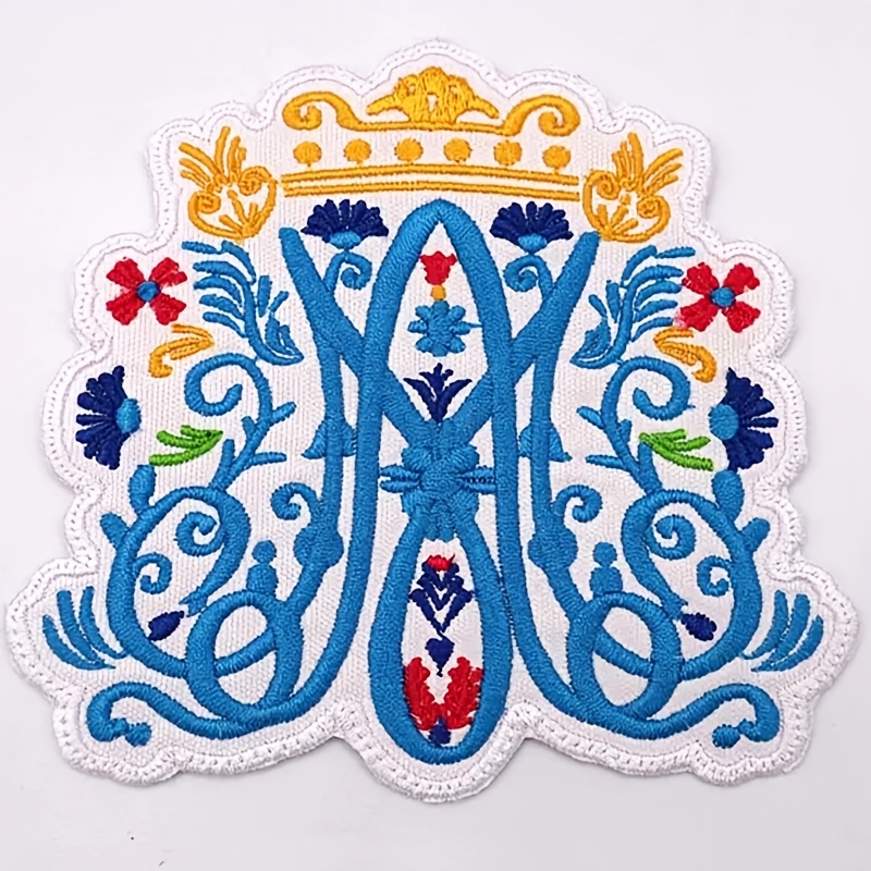 TEMU 1pc Floral Letter Embroidery Patch, Decorative Flower Sewing Sticker, Suitable For Clothing And Bag Decoration