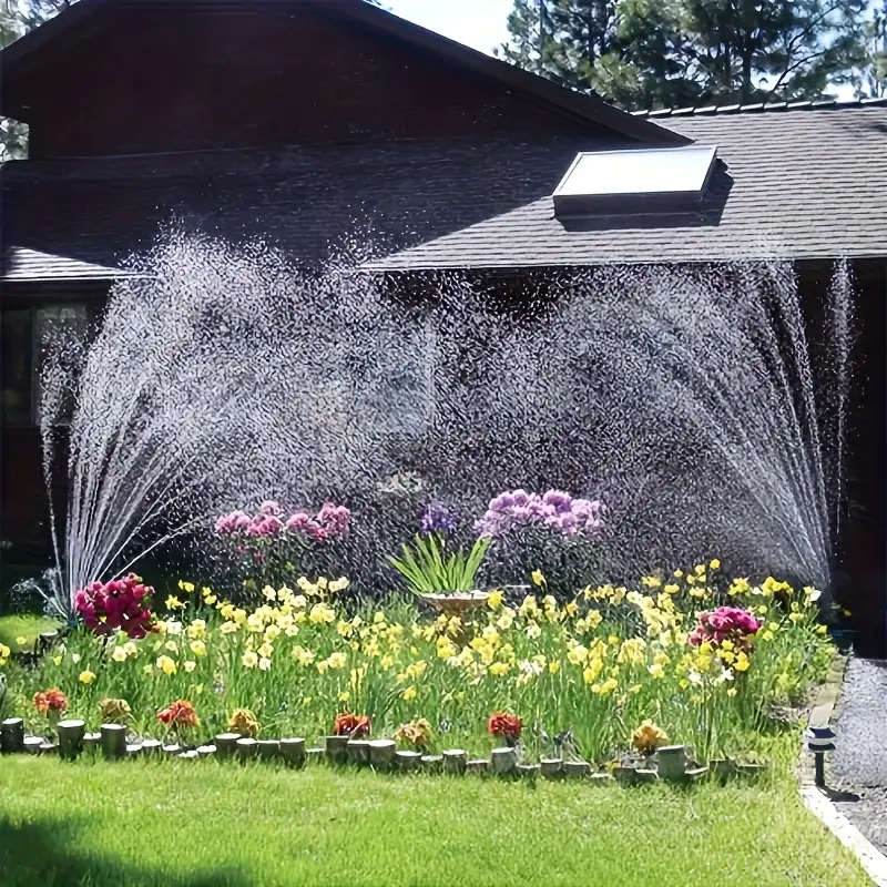 360 degree automatic multi head sprinkler durable plastic garden watering system with adjustable spray distance gardening equipment for lawn flower bed and plant care garden watering tool decor durable plastic sprinkler details 6