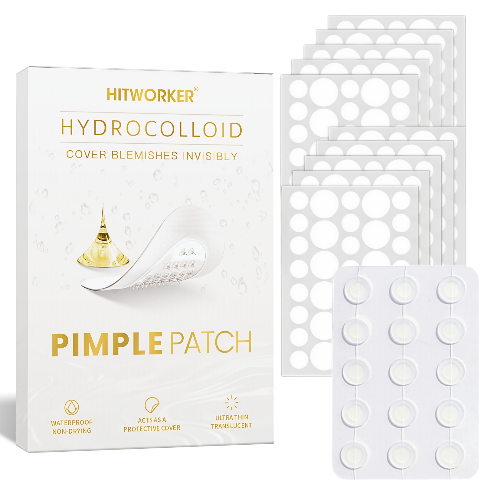Image of 375 Hitworker Patches Hydrocolloid Patches - Waterproof, Breathable Protection | Round, Easily Covers Blemishes And , Suitable For Types. Skincare &