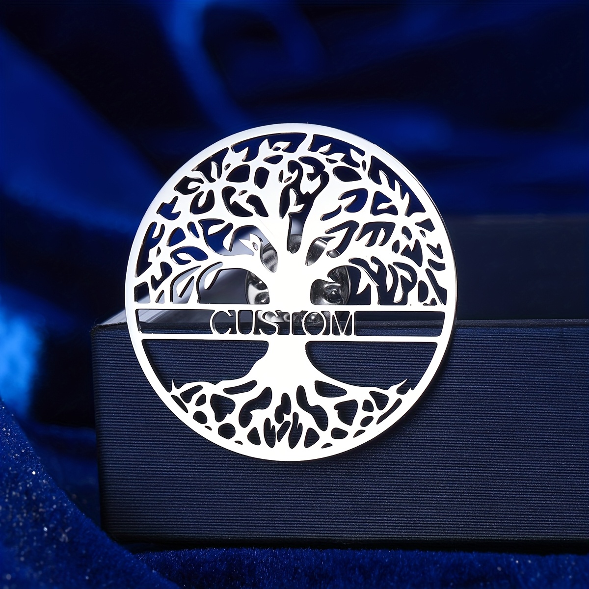 TEMU Custom Stainless Steel Name Pin Brooch - Elegant Tree Of , Personalized With Name, Ideal Holiday Gift, Blazers & Jackets, Christmas Tree