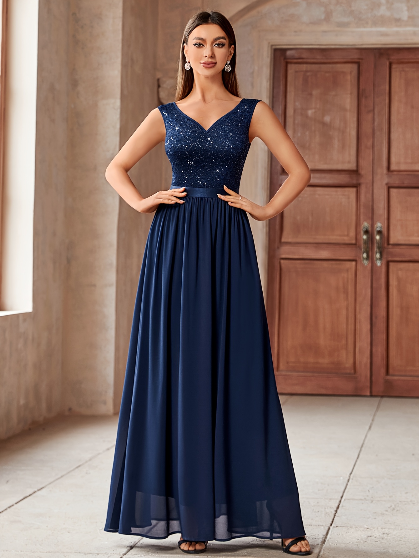 Cachet Cocktail Dresses Cachet Vintage Navy Blue Sequin Formal Maxi Full  Length Sleeveless Dress 1990s