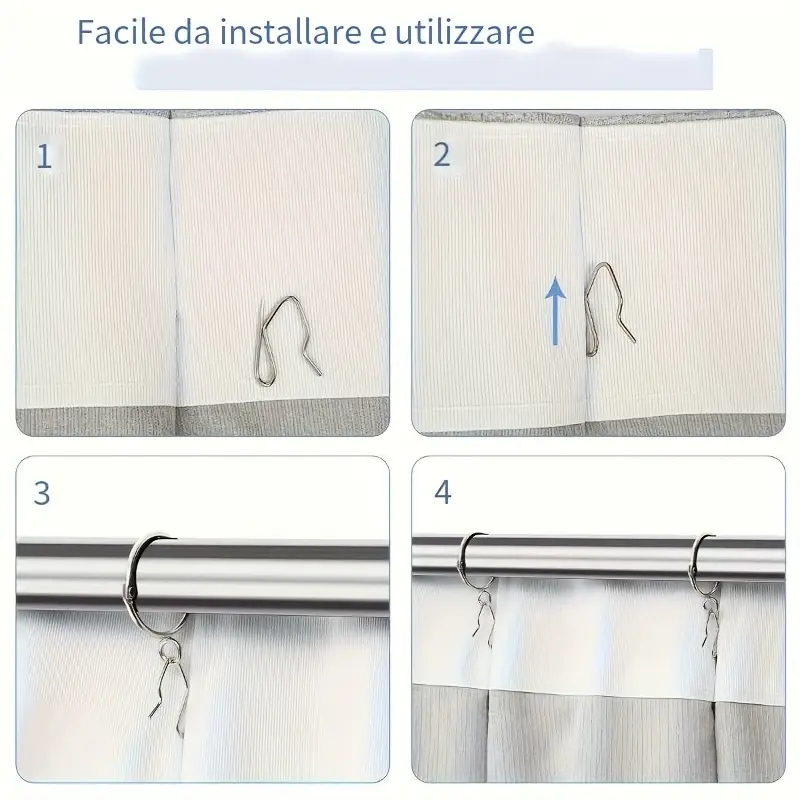 Ganci Tenda Doccia SUNFUA - 50 Pezzi In Metallo, Argento, Per Tende E Finestre - Foto 12