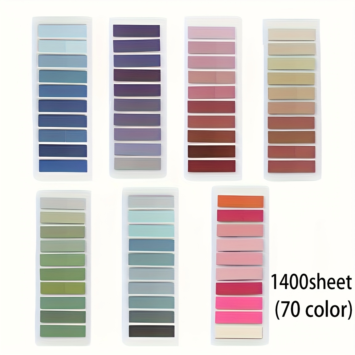 Image of 1400 Adhesive Sheets (70 Colors) For Gradient Labels, Sticky Notes, Translucent Page Markers That Written On And Repositioned, And Aesthetic Strip Index Labels