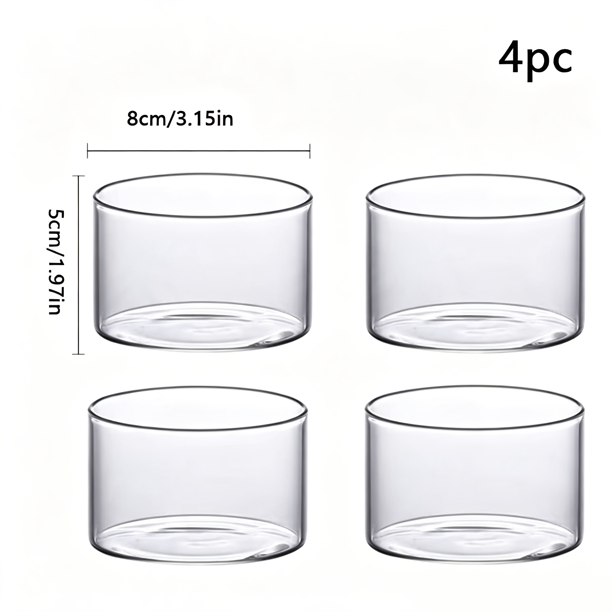 TEMU 4 tazones de vidrio transparente, ideales para helados, yogur, ensaladas, aperitivos, frutas y postres. Perfectos para cocinas domésticas,