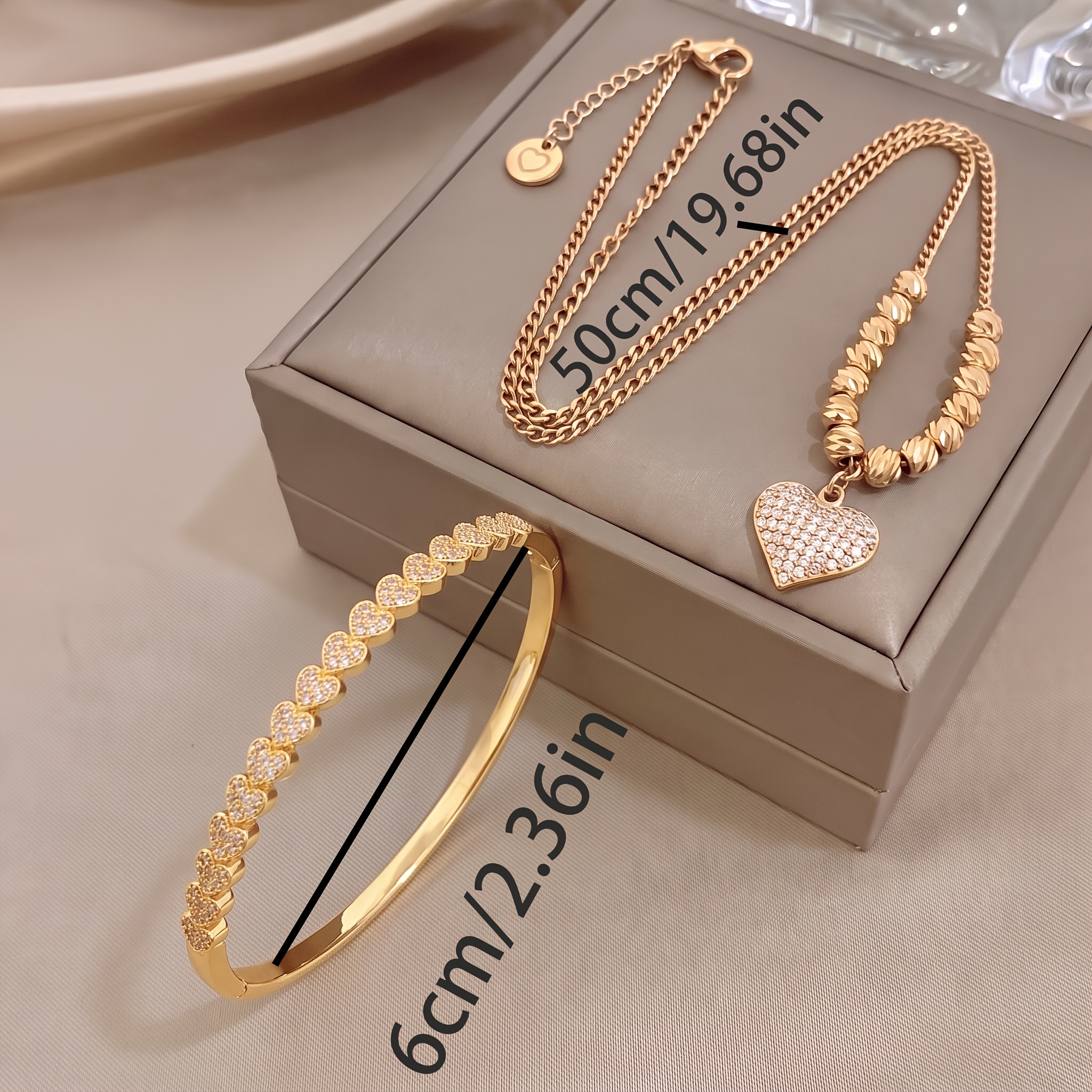 2pc Unisex 18K Gold Plated Bracelet & Necklace Set
