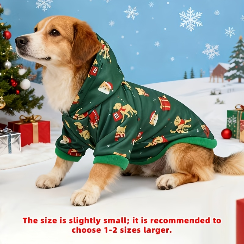 TEMU Printed Christmas Hooded Sweatshirt For Small To Medium Dogs, Autumn/winter Warm Clothes, Universal Apparel For Cats And Dogs, Pet Christmas And