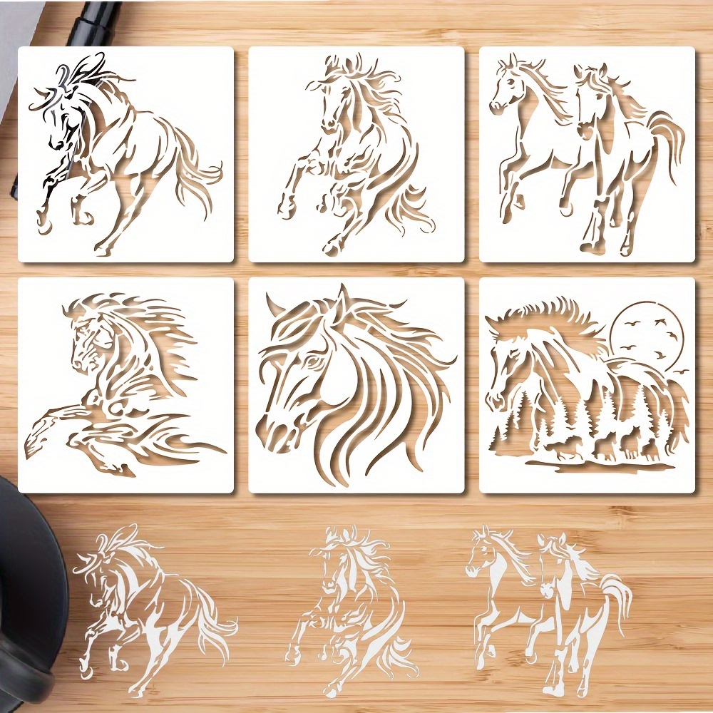 

6- Stencils Set For Diy Crafts - Reusable Running & Plastic Templates For Painting, Wood , & Decor, Art Projects - -