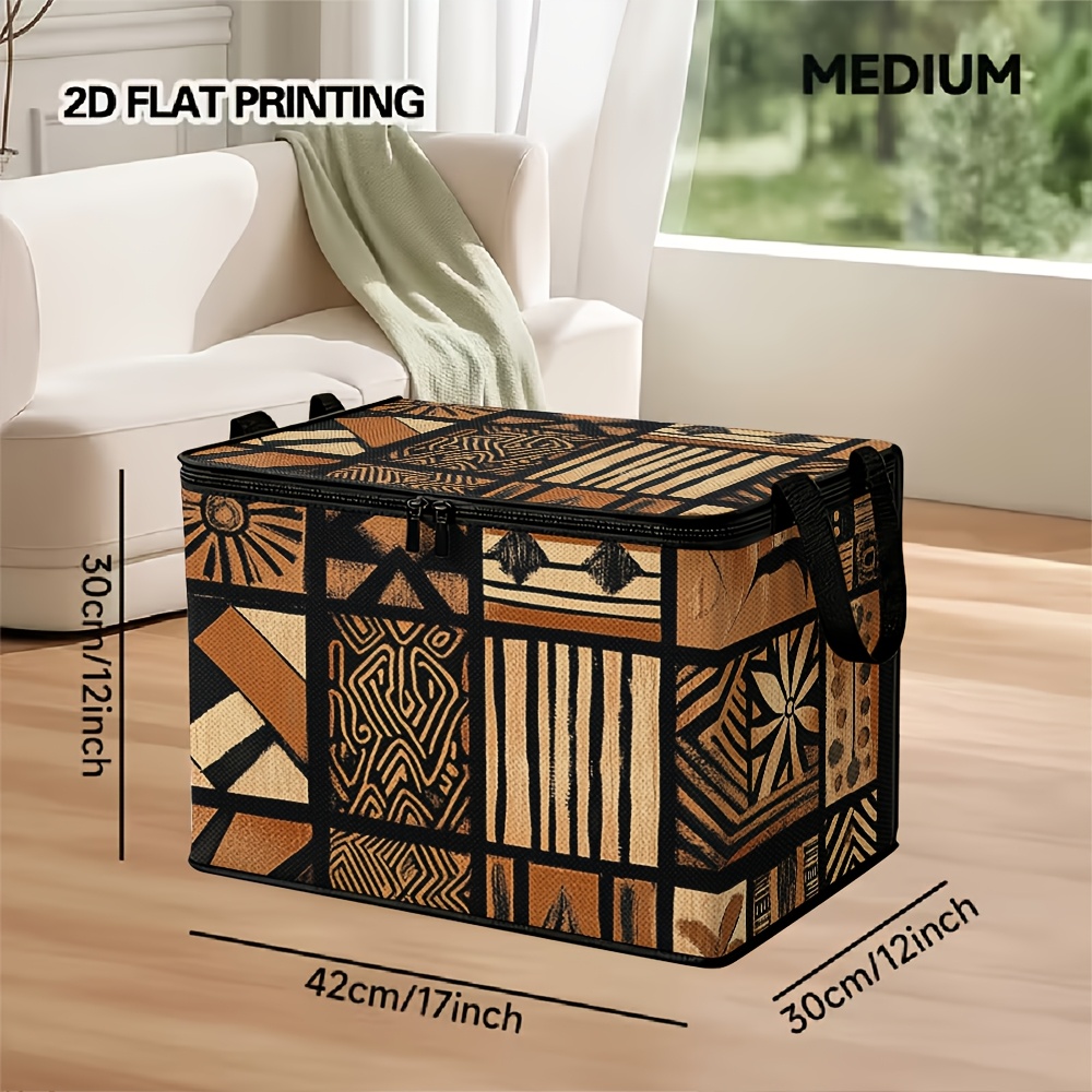 TEMU A Large Capacity Sock Storage Bin With A Lid Featuring Tribal Geometric Designs, Perfect For Organizing Under The Bed, In Closets, Or On Office