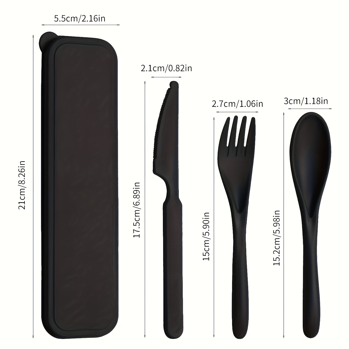 3-In-1 Camping Cutlery Set with Storage Box, Reusable Tableware