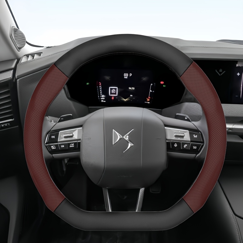 TEMU Carbon Fiber Textured Steering Wheel Cover Suitable For Ds, Featuring A Matte Carbon Fiber Texture With Perforated Breathable Faux Leather In