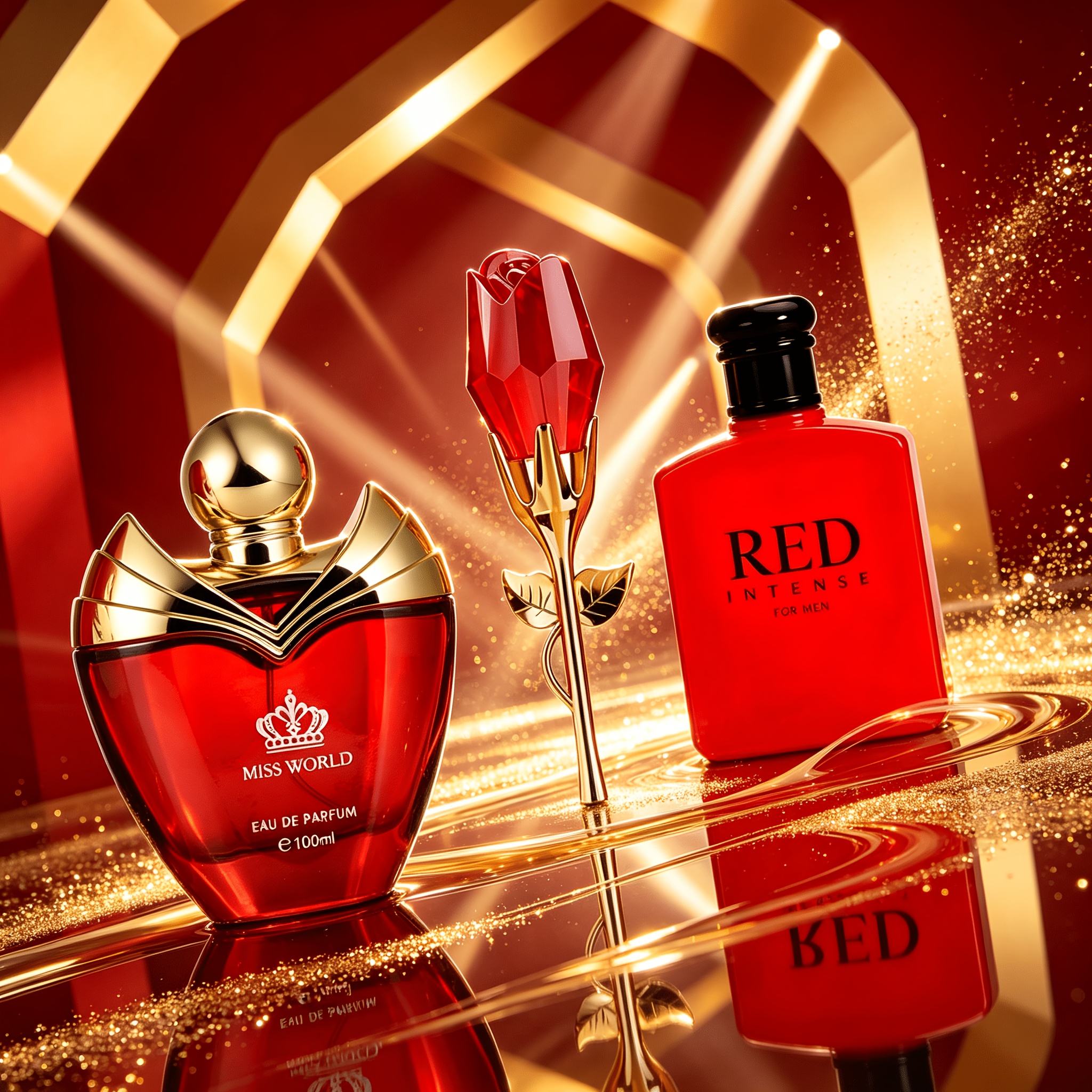 Image of 3pcs Red Trilogy Bottle 50ml Rose + 100ml Oriental + 100ml Dream Edc Long Lasting Niche Concentrated Fragrance Premium Citrus Business All- Men Gift For Him