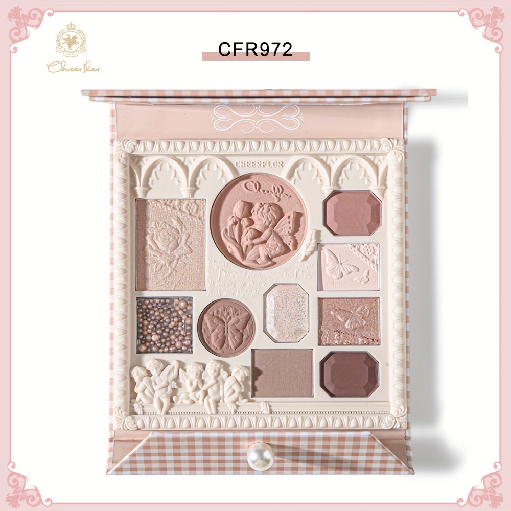     6 color eyeshadow palette     soft beige peach brown   plant based squalane formula compact travel friendly makeup for everyday special occasions cfr972 973 975 everyday eyeshadow   motif design   formula