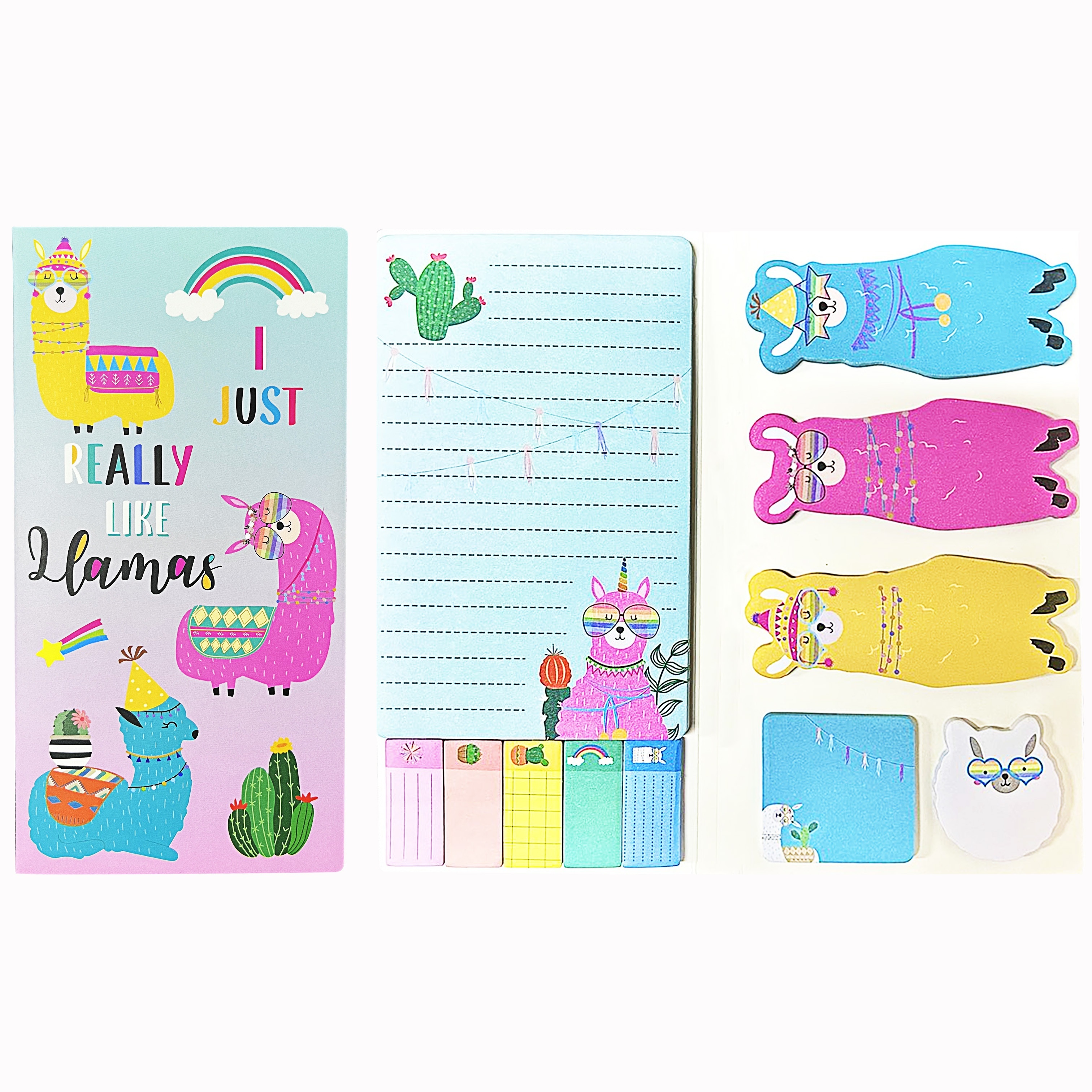 

1 Pack Llama Theme Sticky Notes Set With 550 Sheets - Cartoon Alpaca Self-adhesive Memo Pads & Page Markers - Office And School Divider Tabs Bundle - Cute Animal Stationery Gift