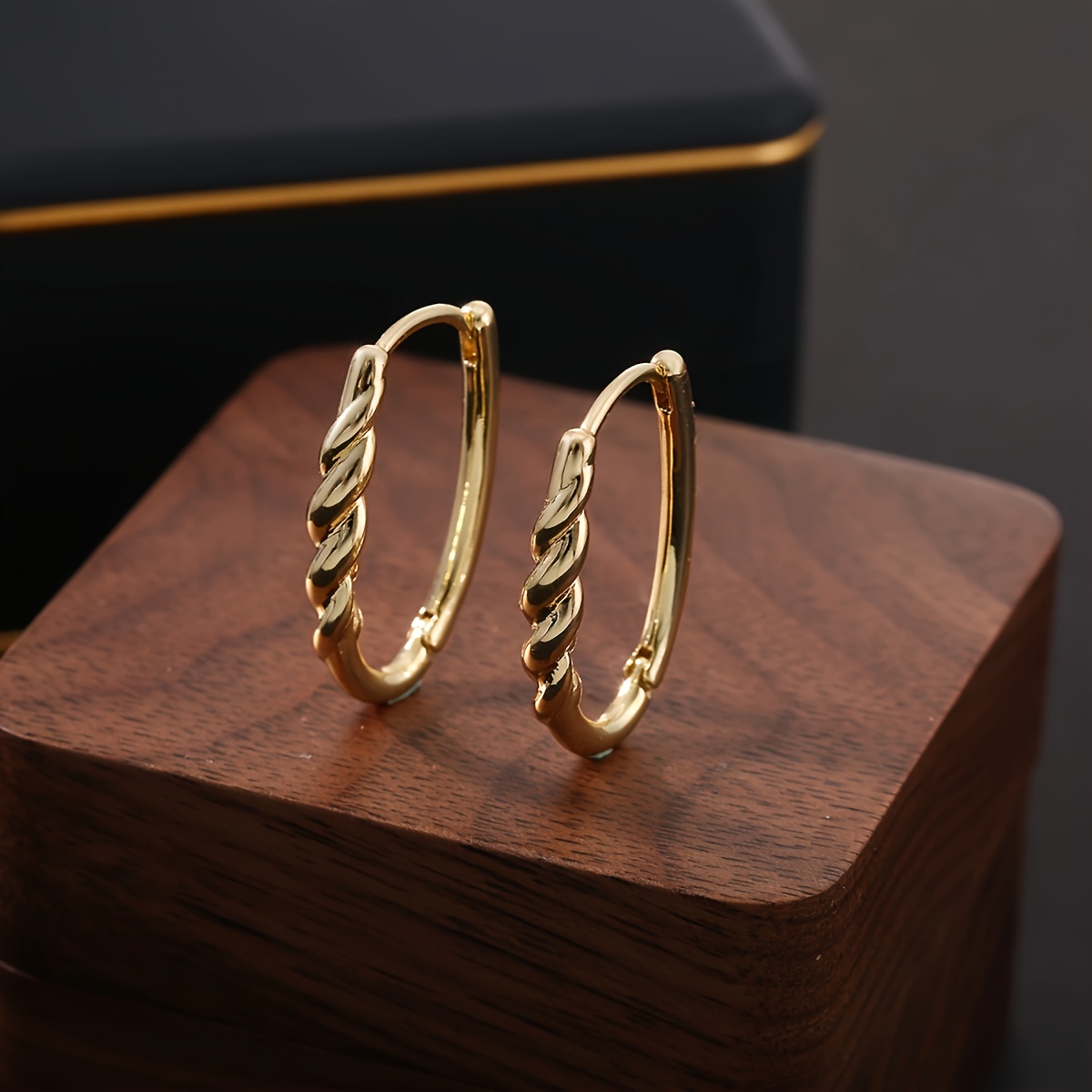 Vintage Twisted Rope Copper Earrings Geometric Oval Studs Nickel Plating