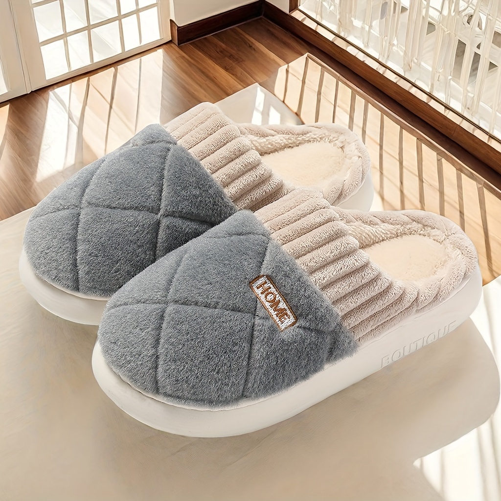 

Home Boutique Women's Indoor Slippers - Soft Fleece, Quilted Design, Non-slip Eva Sole, Suitable For All Seasons