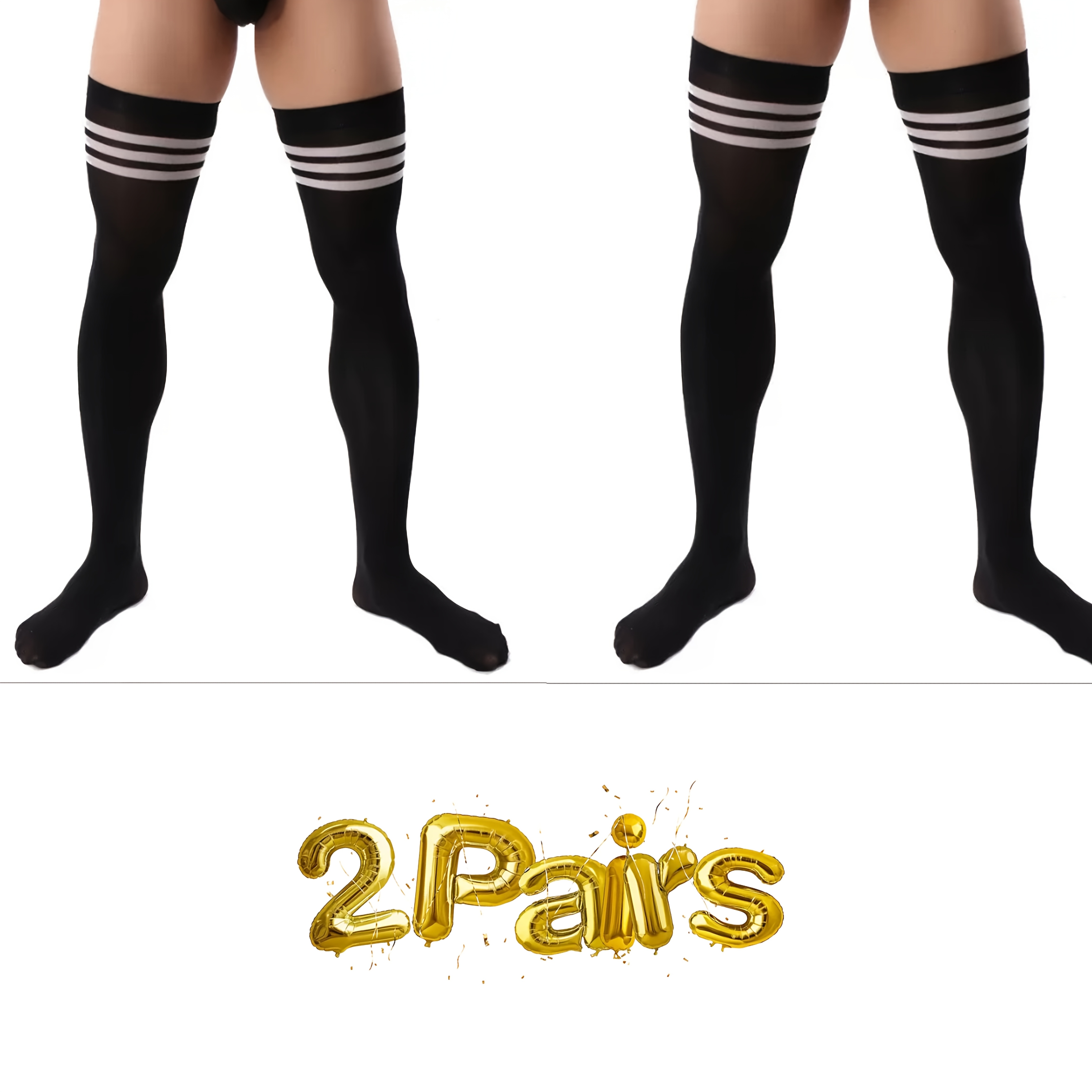 Of Men's Velvet Striped Over-the-knee Socks, To Xl, Football Additions