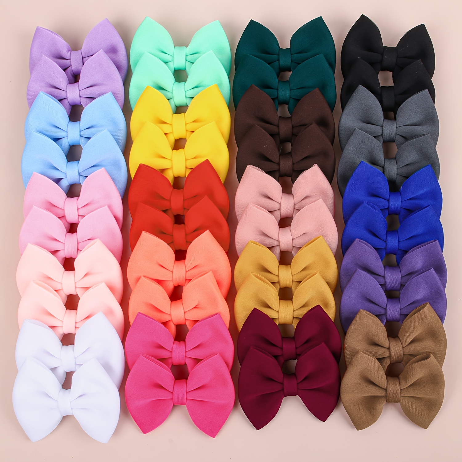 

Fabric Bow Hair Clips Set Of 10 - Cute Minimalist Oblong Bow Barrettes With Solid For Girls And Teens, Homecoming Hair Accessories, 3-inch Soft Fabric Bowknot Clips - Applicable For 14+ Age Group