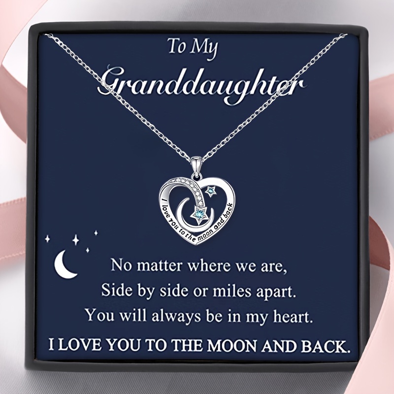 

To My Granddaughter Moon Necklace, I Love You Moon To The Moon And Back, Birthday Gift, Graduation Gift, Christmas Gift