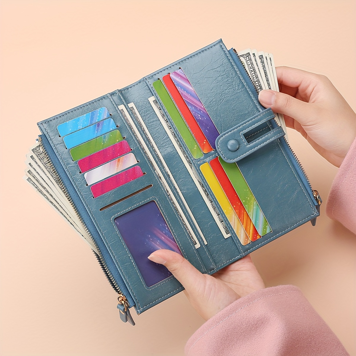 

Classic Minimalist Solid Color Long Wallet, Versatile Credit Card Holder For Women, Elegant Credit Card Purse