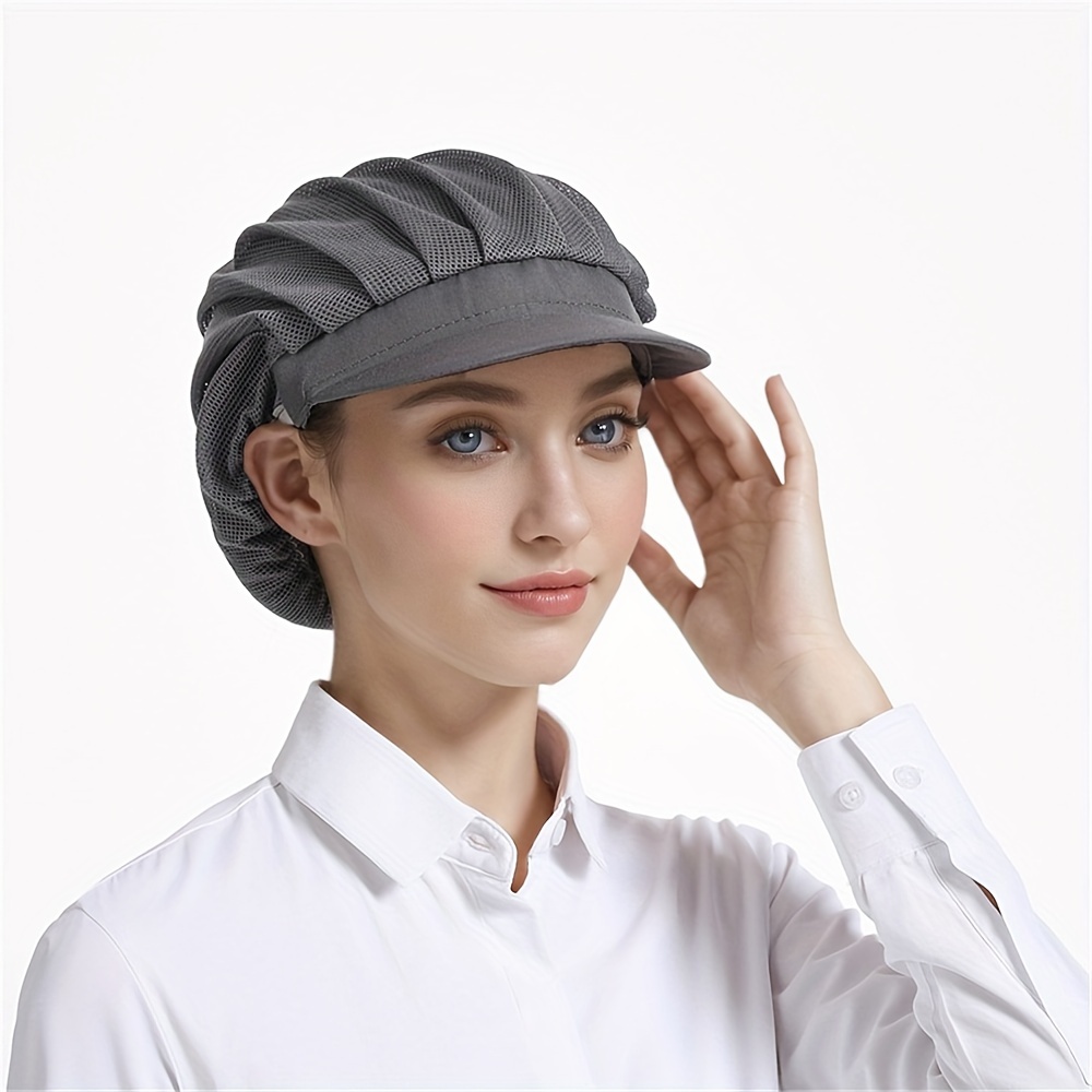 

1pc Cotton Chef Hat For Women - , Hand Washable, Knit Fabric, Adjustable Drawstring, Breathable Mesh, Safety & Health Accessory For Kitchen Cooking And Food Service