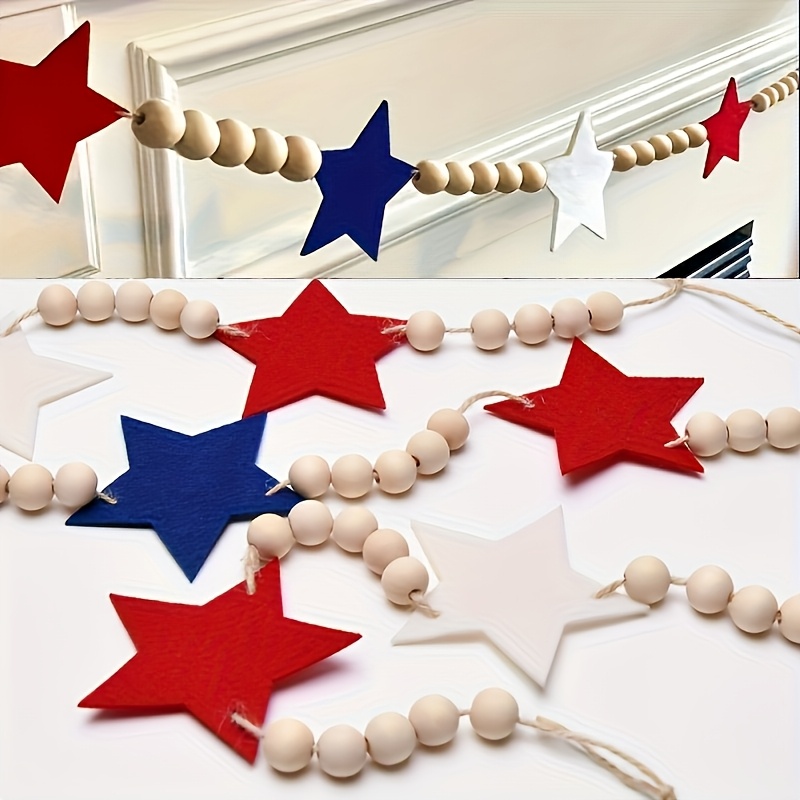 TEMU 1 Set, Day/250th Anniversary Wooden Felt Beaded Bunting (requires Self-assembly), July 4th Day Decorations, Home Decor For And Faith, Party