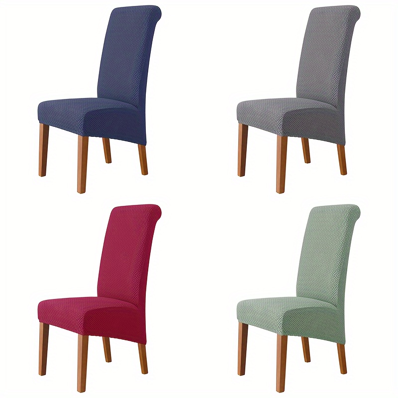 

1pc Jacquard Dining Chair Cover Elastic Spandex High Back Chair Slipcovers Solid Color Chair Slipcovers For Kitchen Hotel Banquet Home Decor