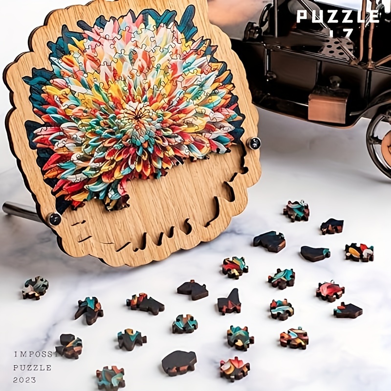 

Colourful Flowers Puzzle - Super High Difficulty, Shaped Ten, Irregular Wooden Brain Teaser For Adults