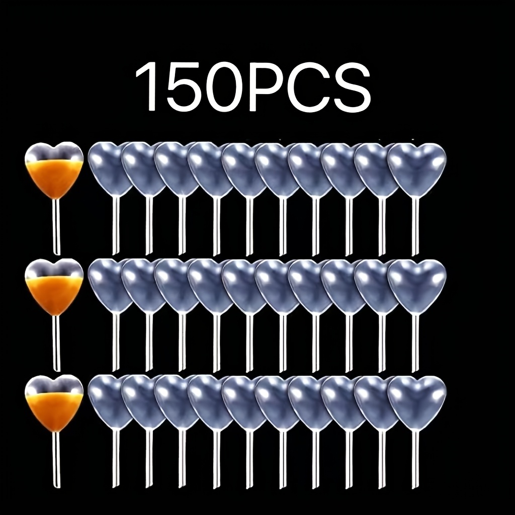 TEMU 150 pezzi 4 ml Pipette liquide trasparenti a forma di cuore in plastica, pipette a trasferimento a pressione, pipette per cupcake, contagocce,