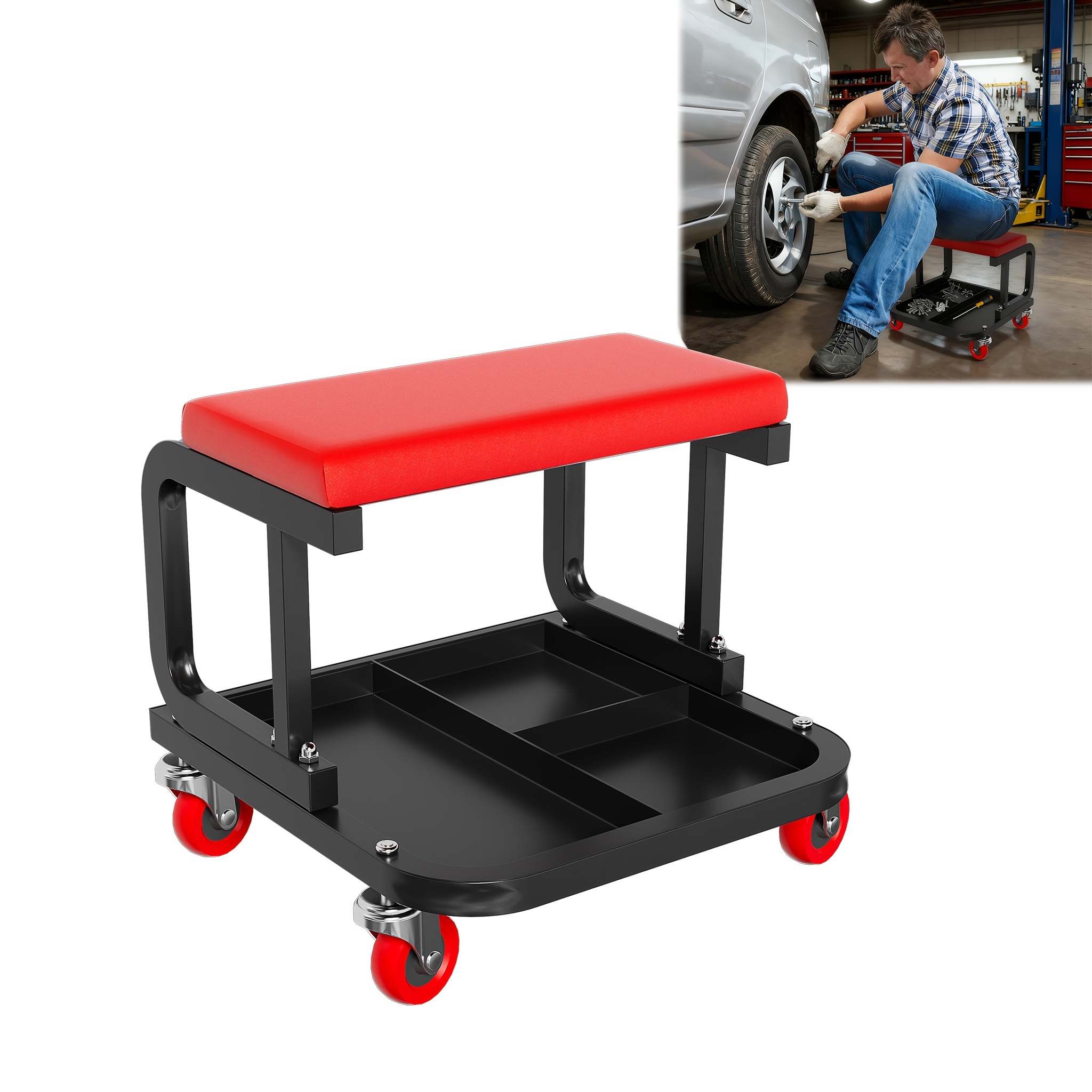 Workshop Stool With Castors 36x36x35cm Workshop Stool Roll Seat Work Stool With 360° Castors Assembly Stool . Storage Pallets