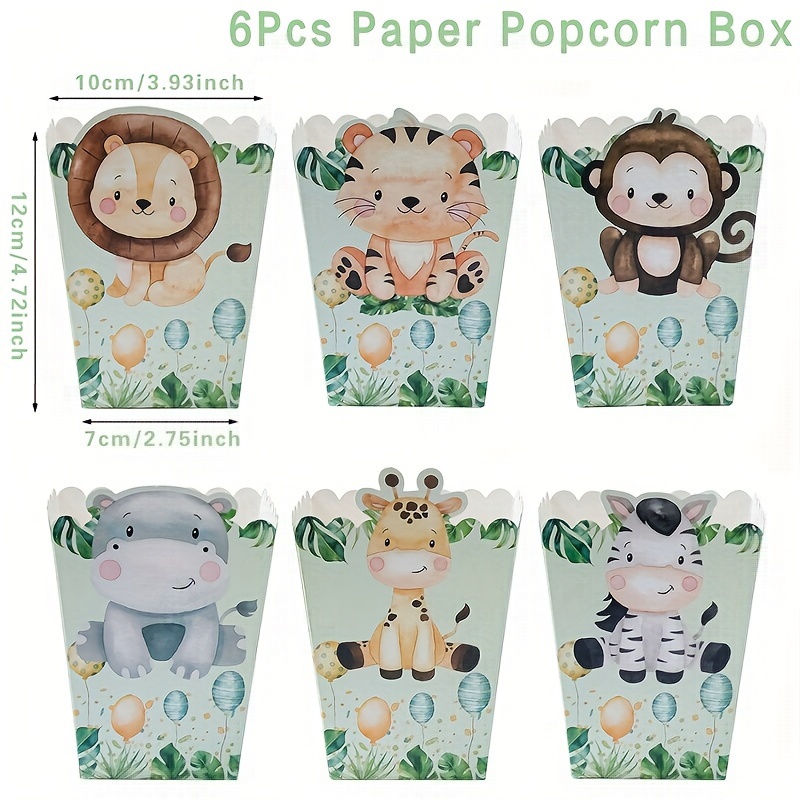 Image of 6pcs, Jungle Animals Party Paper Boxes, Birthday Party Decoration Box, Wild Animals Party Decor Gifts Packing Box, Christmas, Halloween
