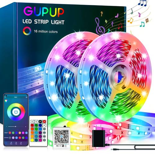 25 50 53 100 130 200ft extra long smart led strip lights rgb led lights with app and remote control timing dimmable music sync color changing lights diy bedroom living room game room room decor