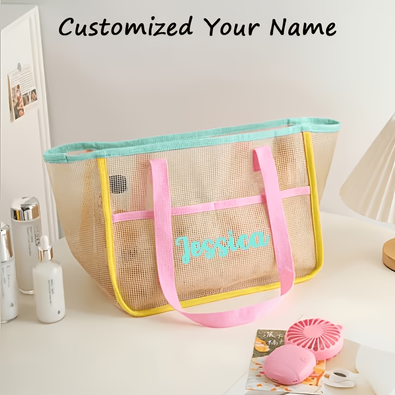 TEMU 1 ud. Bolso de malla personalizado para mujer, ideal para diario y - Bolso de plegable de gran capacidad con correa, fácil y lindo, ideal para