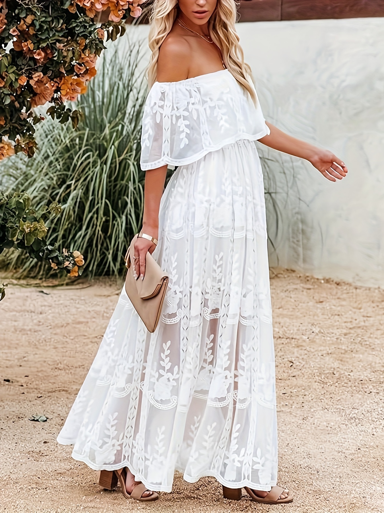 chinese dress ladies Ivory Strapless Maxi Dress With Chain Belt main image 1
