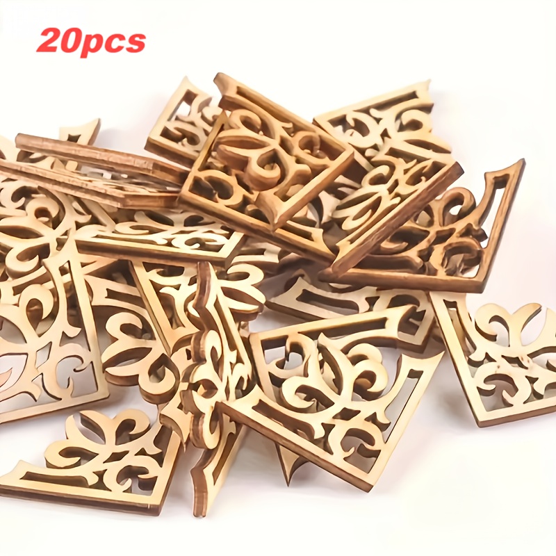 

20pcs Vintage Style Laser-cut Wooden Cutouts, Decorative Wood Carvings For Diy Crafts, Home Decor, And Staining, With No Power Required