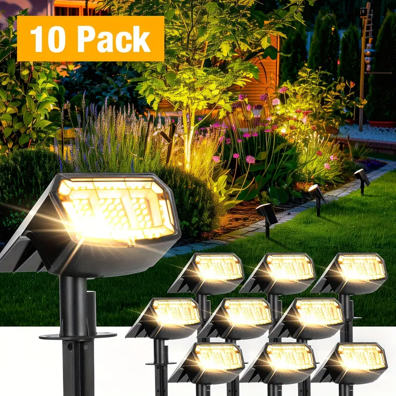AUDERWIN Solar Spot Lights Outdoor Waterproof 4 Pack IP65, 63 LED 3 Lighting Modes Spotlights For Yard Garden House Garage Pathway