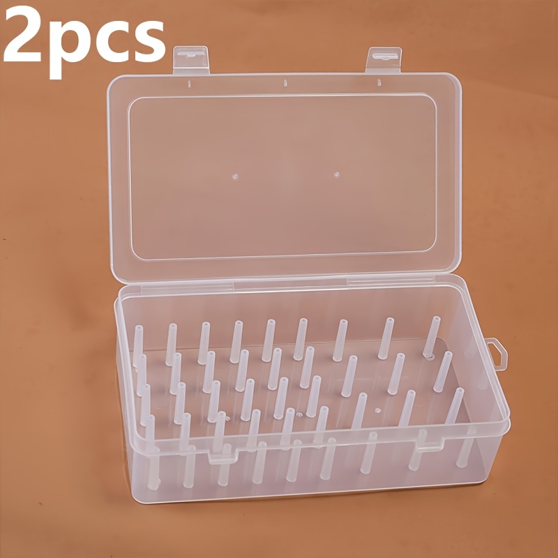 TEMU Boîte de rangement pour fils robuste avec couvercle 1/2pcs - Organisateur d'outils à 42 compartiments, compartiments transparents pour bobines,