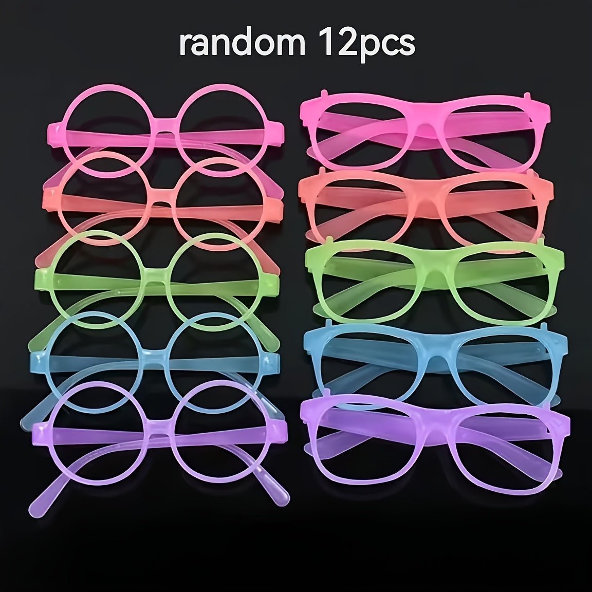 TEMU 12 Gafas de Sol con Diseño de que en - 6 Monturas Cuadradas y 6 Monturas Redondas, Colores Aleatorios, Unisex, Monturas de Plástico que en ,