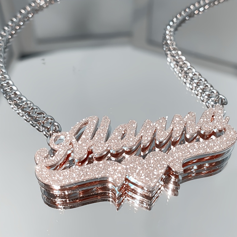TEMU Collana personalizzata a con , catena in acciaio inossidabile 316L, ciondolo a cuore con targhetta , da e , regali di Natale personalizzati per